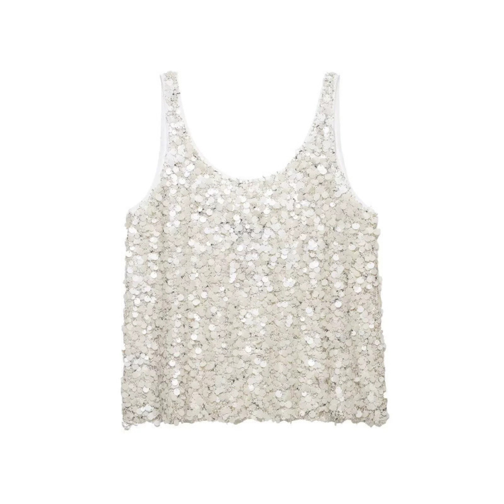 ZARA Sexy Sequin Beaded Backless Halter Top